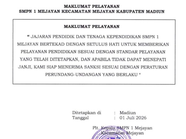 PNETAPAN MAKLUMAT PELAYANAN SMPN 1 MEJAYAN